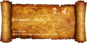 Kremmer Atád névjegykártya